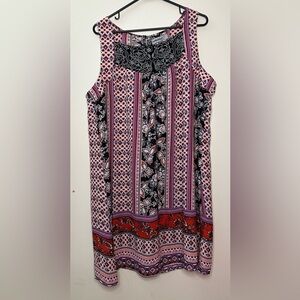 Bailey Blue Boho Floral Multi Pattern Print Sleeveless Dress Size 1X Boutique